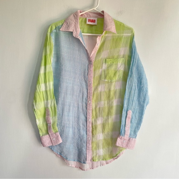 Solid & Striped The Mixed Print Long Oxford Tunic Swim
Coverup Pink Green XS - Picture 4 of 15